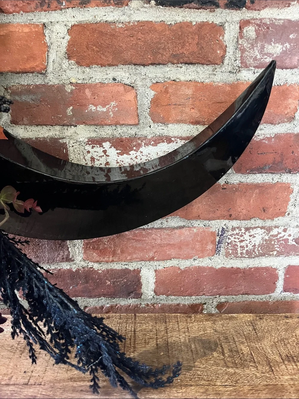 Noir night Crescent Moon Floral Wall Accent in Purple by